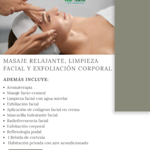 Masaje relajante limpieza facial y exfoliación corporal